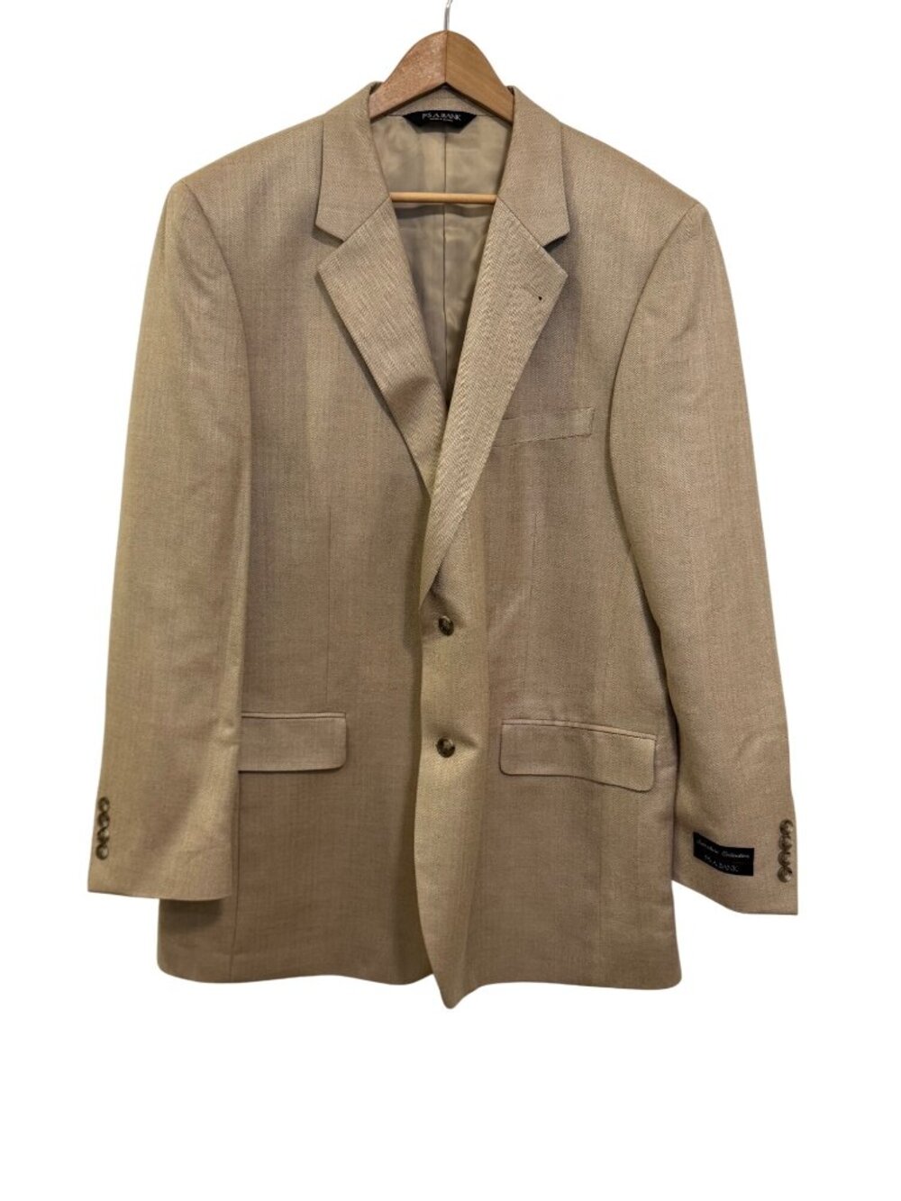 Jos A Bank Signature Collection 46L Mens Beige Blazer Silk & Camel Hair
